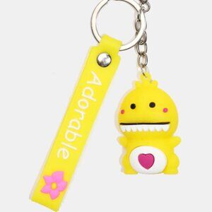 Yellow Dinosaur "adorable" keychain bag charm